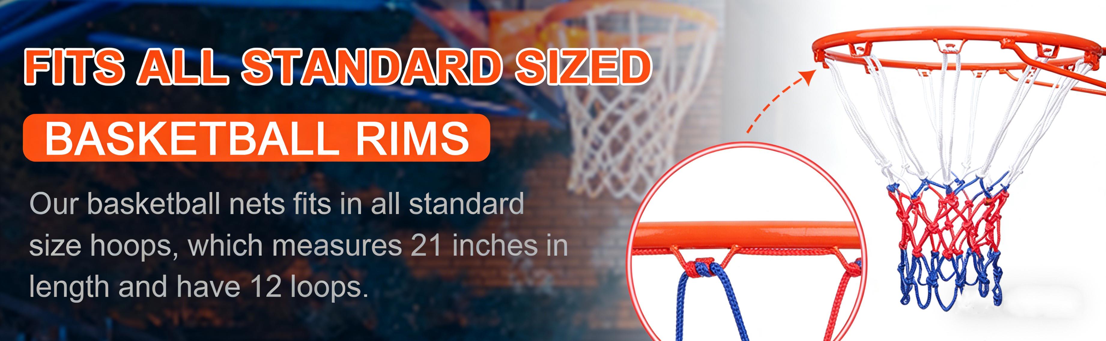 Professional Basketball Net Replacement, Durable Net, All-Weather Anti-Swing, Suitable for Standard Indoor Outdoor Hoops, 12 Rings