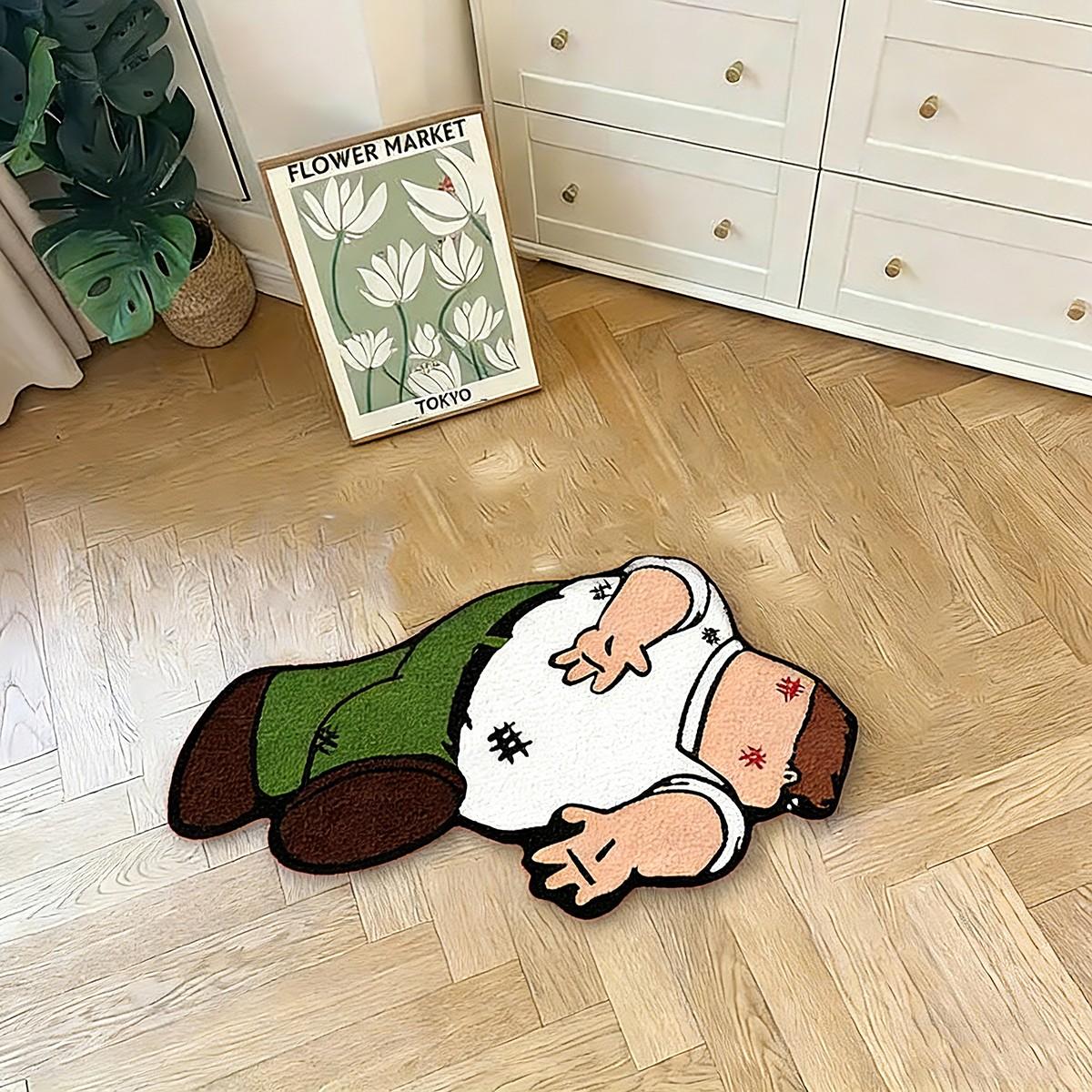 Cartoon Character Design Floor Mat, 1 Count Cute Soft Plush Non-Slip Washable Floor Rug Carpet for Home Living Room and Bedroom Decor Fluffy Area Rug