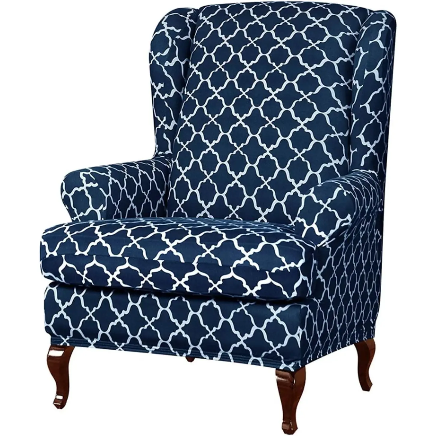 Wingback Chair Slipcover 2 Piece Wingback Chair Cover Spandex Wing Chair Slipcovers Wingback Armchair Covers with Elastic Bottom for Living Room Wingback Chair