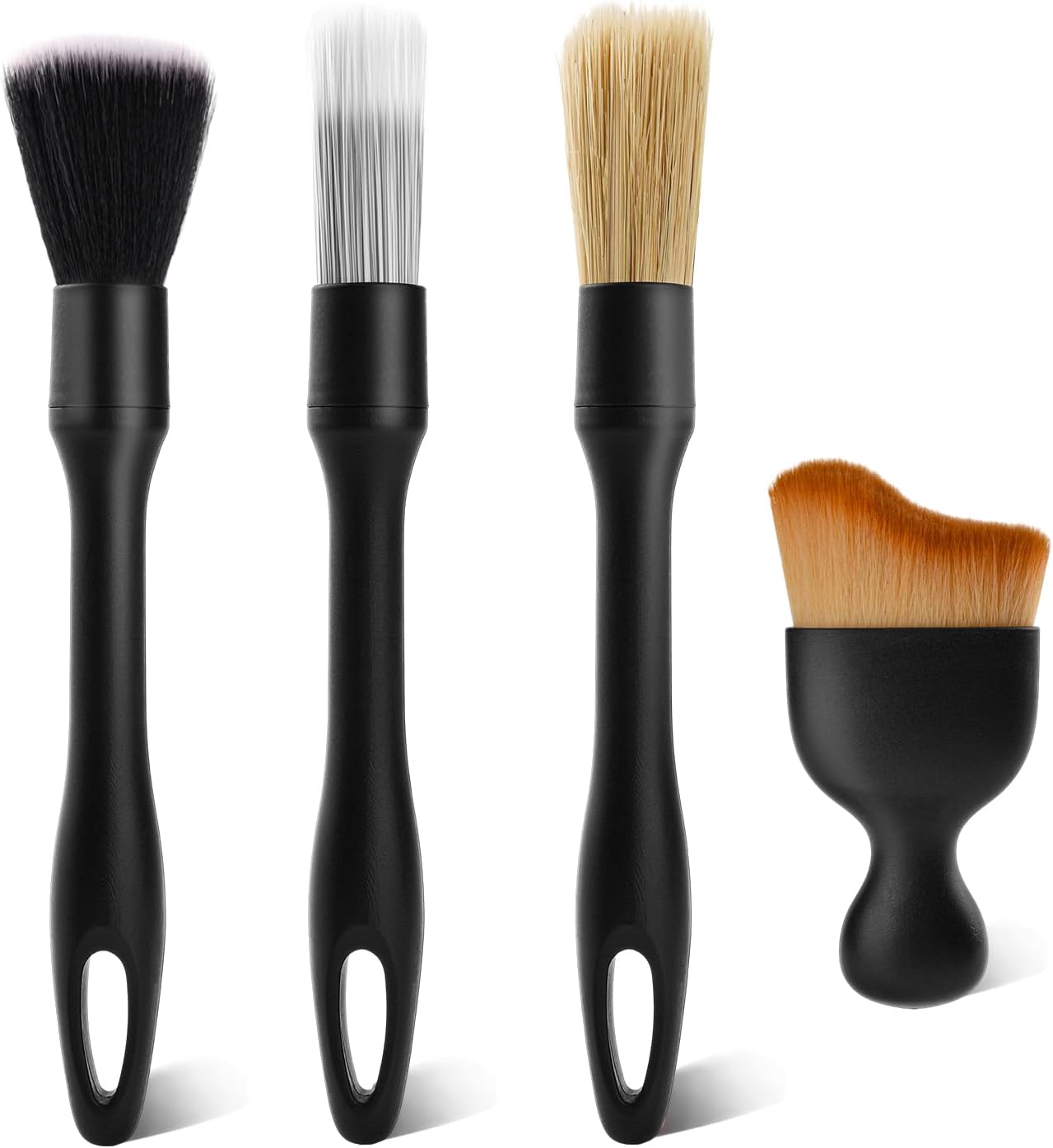 4Pcs Car Detailing Brush Set, Ultra Soft Boars Hair Cleaning Brushes for Interior & Exterior, 4 Different Sizes Multi-Purpose Auto Washing Brushes, Ideal Car Accessories Gift