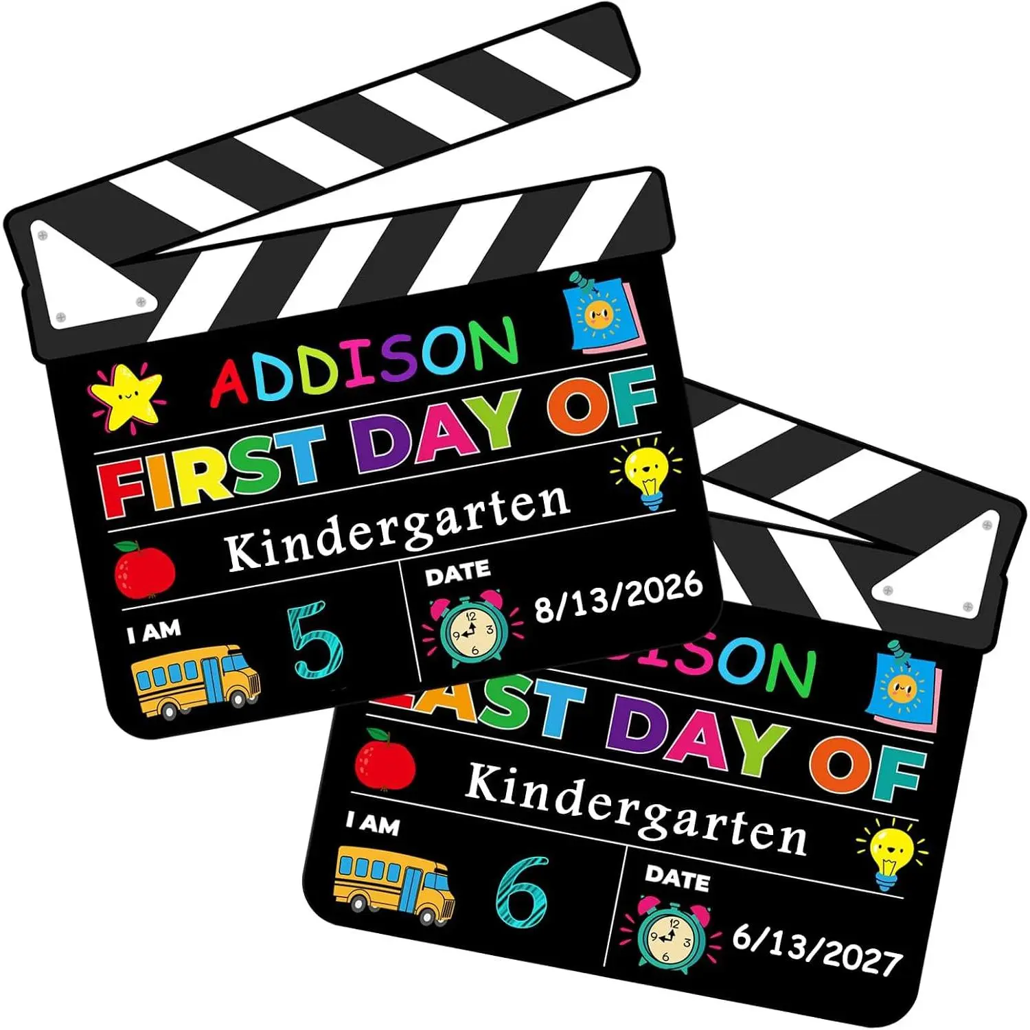 First and Last Day of School Chalkboard Sign - Double Sided Board Personalized 1st Day of  to School Photo Prop Sign for    Girls Boys