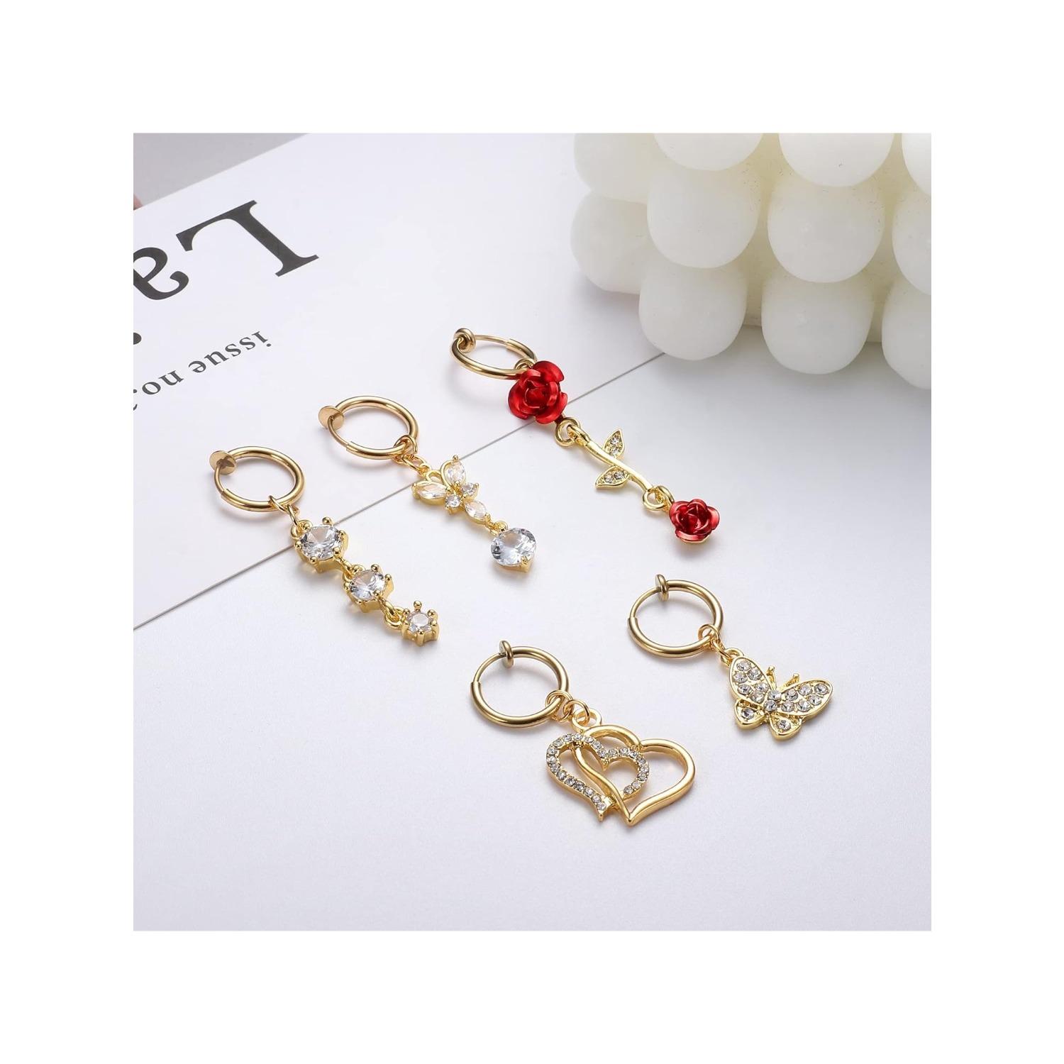 5 Pcs Clip on Belly Button Rings Non Piercing Clip on Navel Rings Faux Belly Button Rings Faux Navel Piercing Fake Belly Button Rings Fake Belly Piercing Jewelry
