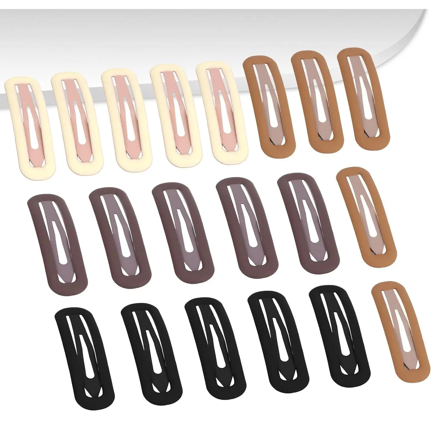Matte Solid Color Snap Hair Clips, Neutral Coffee Black Beige Khaki Snap Hair Barrettes, Non-Slip Rectangle Hair Pins for Women Girls, 4 Colors Daily Hair Accessories for Thick Thin Hair