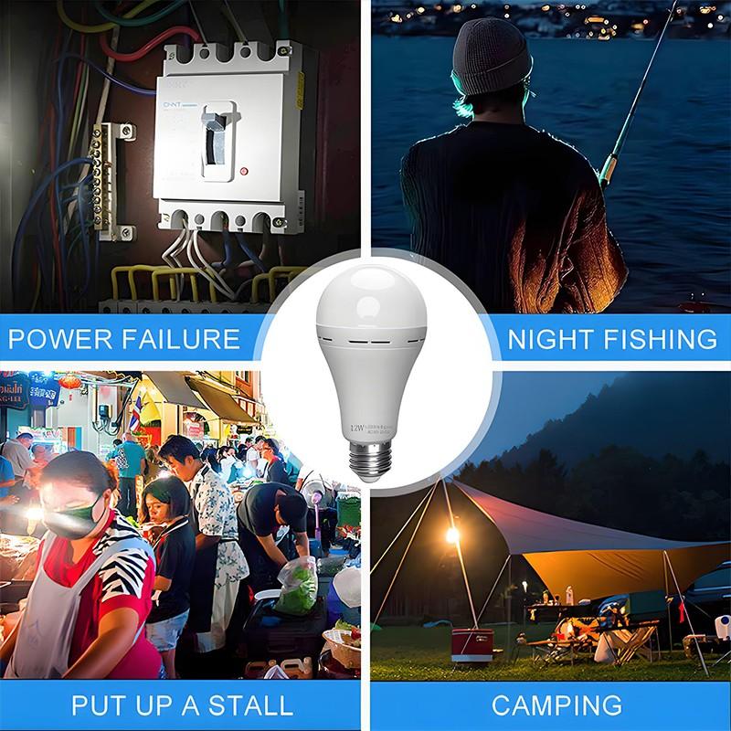 KASOTILE Emergency Rechargeable Light Bulbs, 1200mAh Battery Backup, 7W/9W/12W/15W 80W Equivalent LED Bulbs Auto-On During Power Outage, for Hurricane, Emergency Use (Daylight)