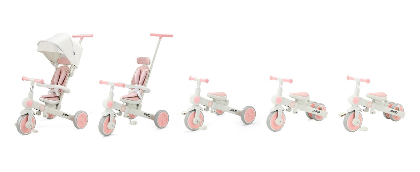 JMMD Baby Tricycle, 7-in-1 Multifunctional Kids Trike with Adjustable Parent Handle, Safety Harness & Wheel Brakes, Removable Canopy, Stroll Trike for Boys & Girls Ages 18 Months-5 Years Lightweight Stroller Lightweight Travel Stroller JMMD Baby Tricycle, 7-in-1 Multifunctional Kids Trike with Adjustable Parent Handle, Safety Harness & Wheel Brakes, Removable Canopy, Stroll Trike for Boys & Girls Ages 18 Months-5 Years Lightweight Stroller Lightweight Travel Stroller