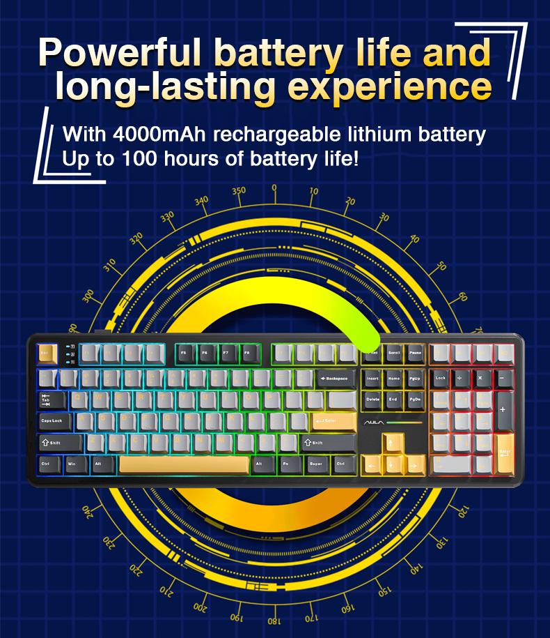 AULA F108 Pro & F108 Wireless Mechanical Keyboard, Three-Mode Connection, Hot Swappable Pads Custom Keyboard RGB Rainbow Backlight for PC/Tablet/Xbox/PS4/PS5 Boyfriend Gift Full Size Numeric Keyboard Office Computer Accessories  TikTokShopfalldealsforyou