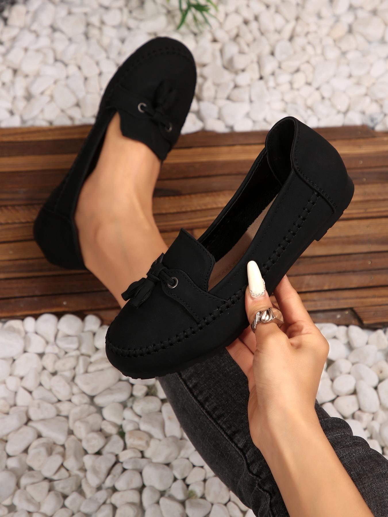 New Large Size Women's Casual Retro Slip-on PU Leather Loafers, Round Toe Flats for All Seasons, Comfortable Fashion Shoes for Daily Wear