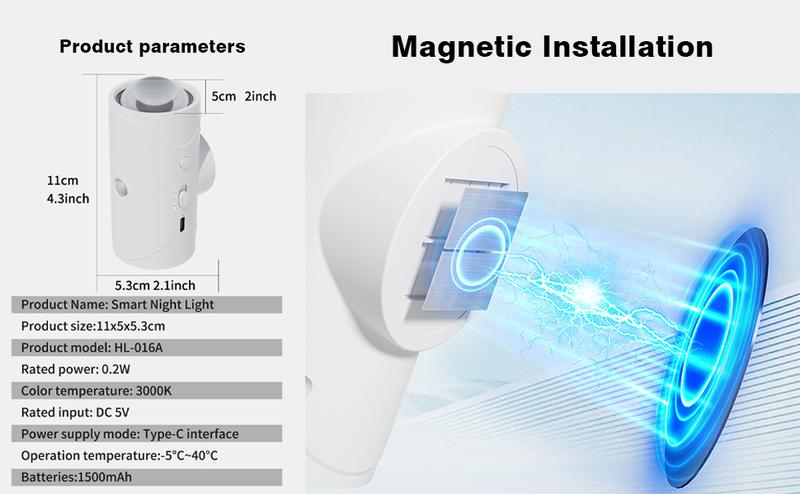 USB Rechargeable Smart LED Night Light with Motion Sensor, RGB Gradient Dimmable Wall Lamp for Indoor Ambient Lighting, Magnetic Step Lamp for Bedroom, Entryway, Hallway, Desk or Stairs – Convenient Room Decor Lampu with Easy Charging