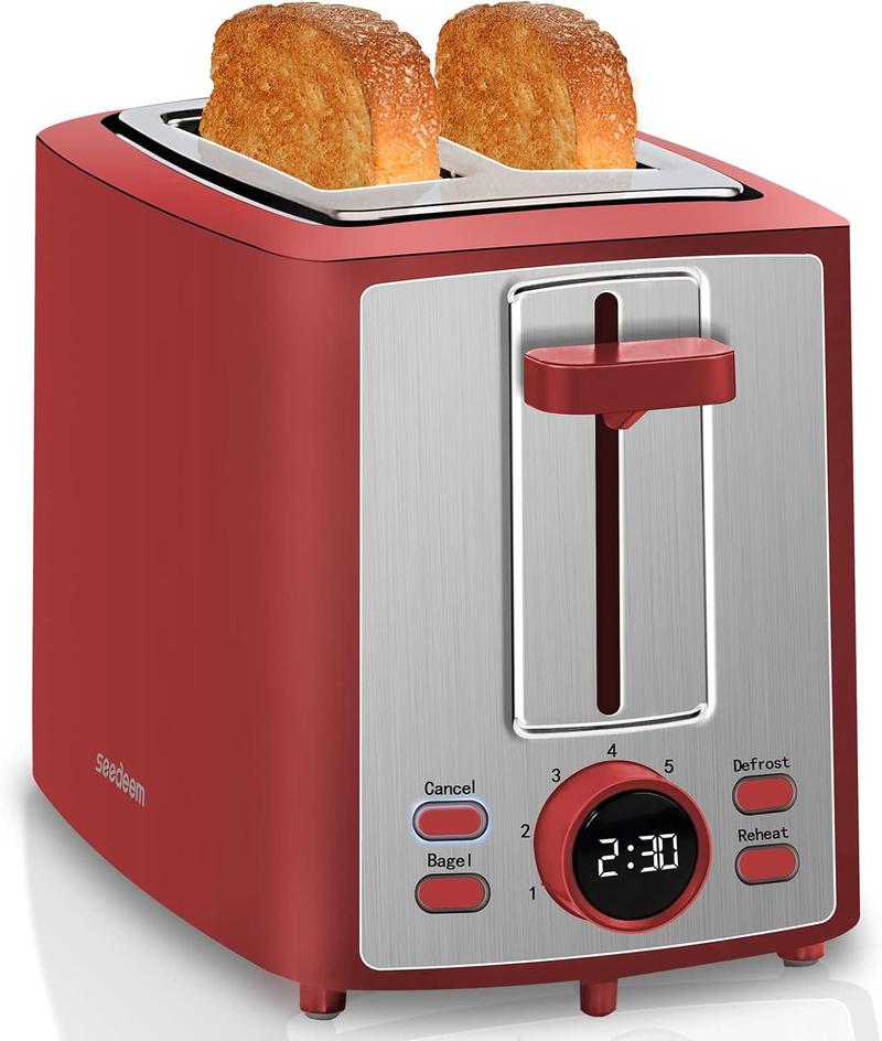 Toaster 2 Slice, Bread Toaster with LCD Display, 7 Shade Settings, 1.4'' Variable Extra Wide Slots Toaster with Cancel, Bagel, Defrost, Reheat Functions, Removable Crumb Tray, 900W kitchen toaster Breakfast Maker Automatic Breadmaker Toaster 2 Slice, Bread Toaster with LCD Display, 7 Shade Settings, 1.4'' Variable Extra Wide Slots Toaster with Cancel, Bagel, Defrost, Reheat Functions, Removable Crumb Tray, 900W kitchen toaster Breakfast Maker Automatic Breadmaker