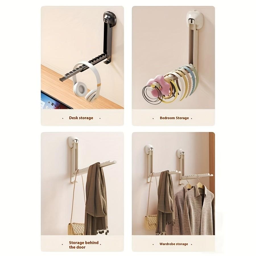 Adjustable Foldable Wall-Mounted Clothes Rack, Invisible Hanging Rod for Indoor/outdoor Use, Anti-Wind Suction Cup Design