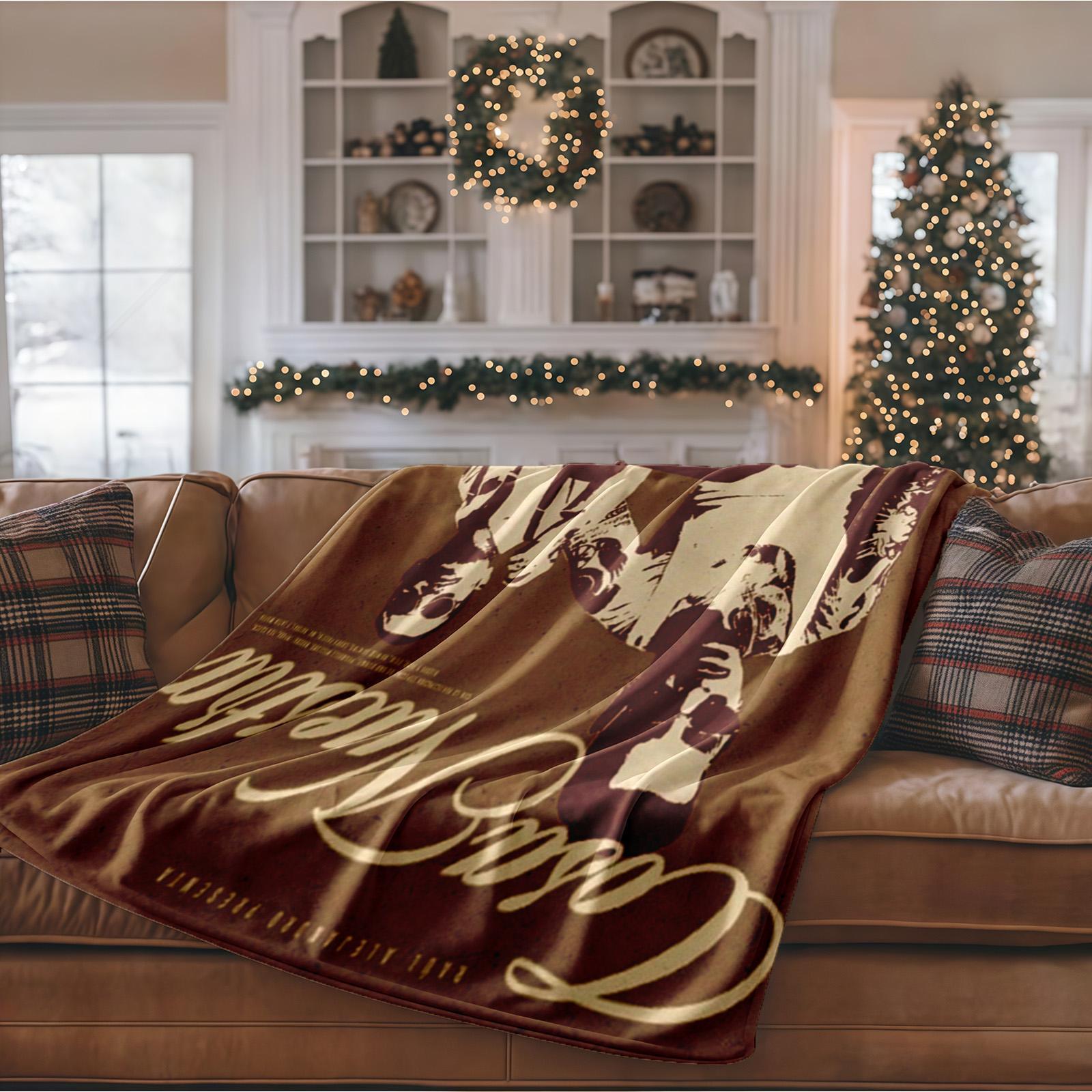1 piece Cosa Nuestra Latin Style Music Album Cover themed flannel blanket - Modern-style flannel blanket, suitable for sofas and beds, all-season use, super soft and comfortable, digital printing, 100% polyester material, machine washable, suitable