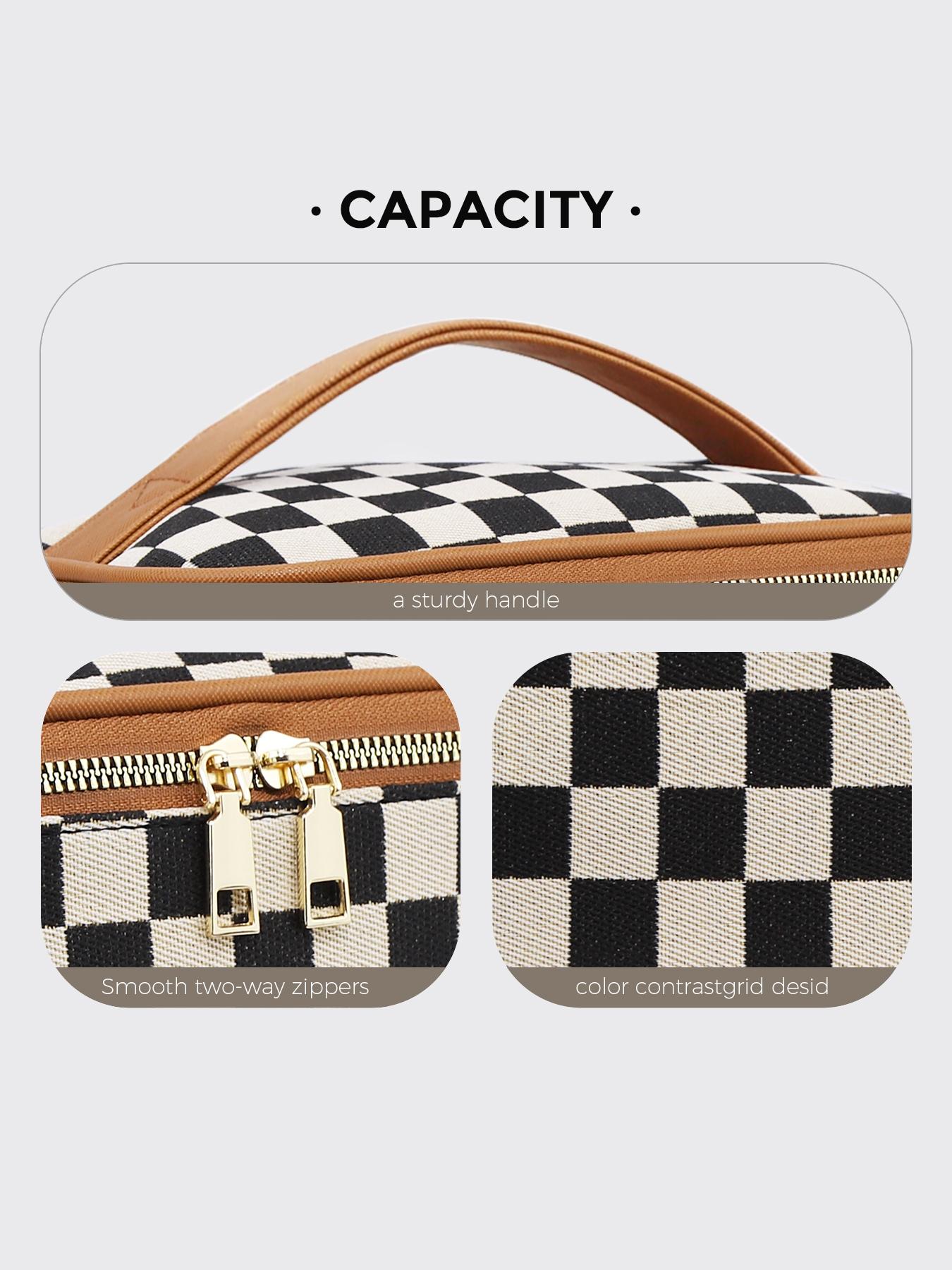 Large Capacity Cosmetic Bag, Portable Zipper Makeup Bag, Cosmetic Travel Bag with Zipper & Carry Handle, Toiletry Case Organizer Storage Pouch, Travel Cosmetic Bags