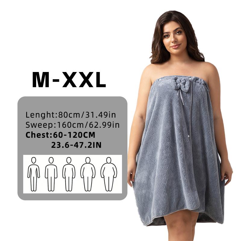 Women's Oversized Bathrobe Set, Bath Robe + Dry Hair Cap, Thickened Home Travel Steam Spa Use, Reusable Bathrobe