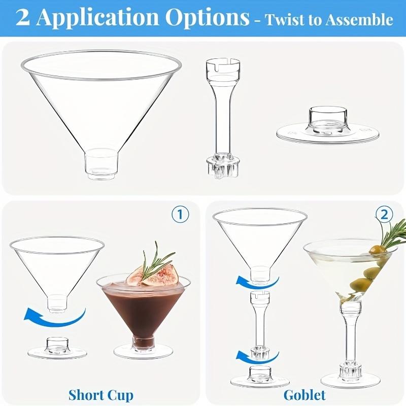 5 Ounce Plastic Martini Glass, Reusable Cocktail Cup for Champagne and Desserts, Perfect for Parties, Weddings, Birthdays, Home Gatherings