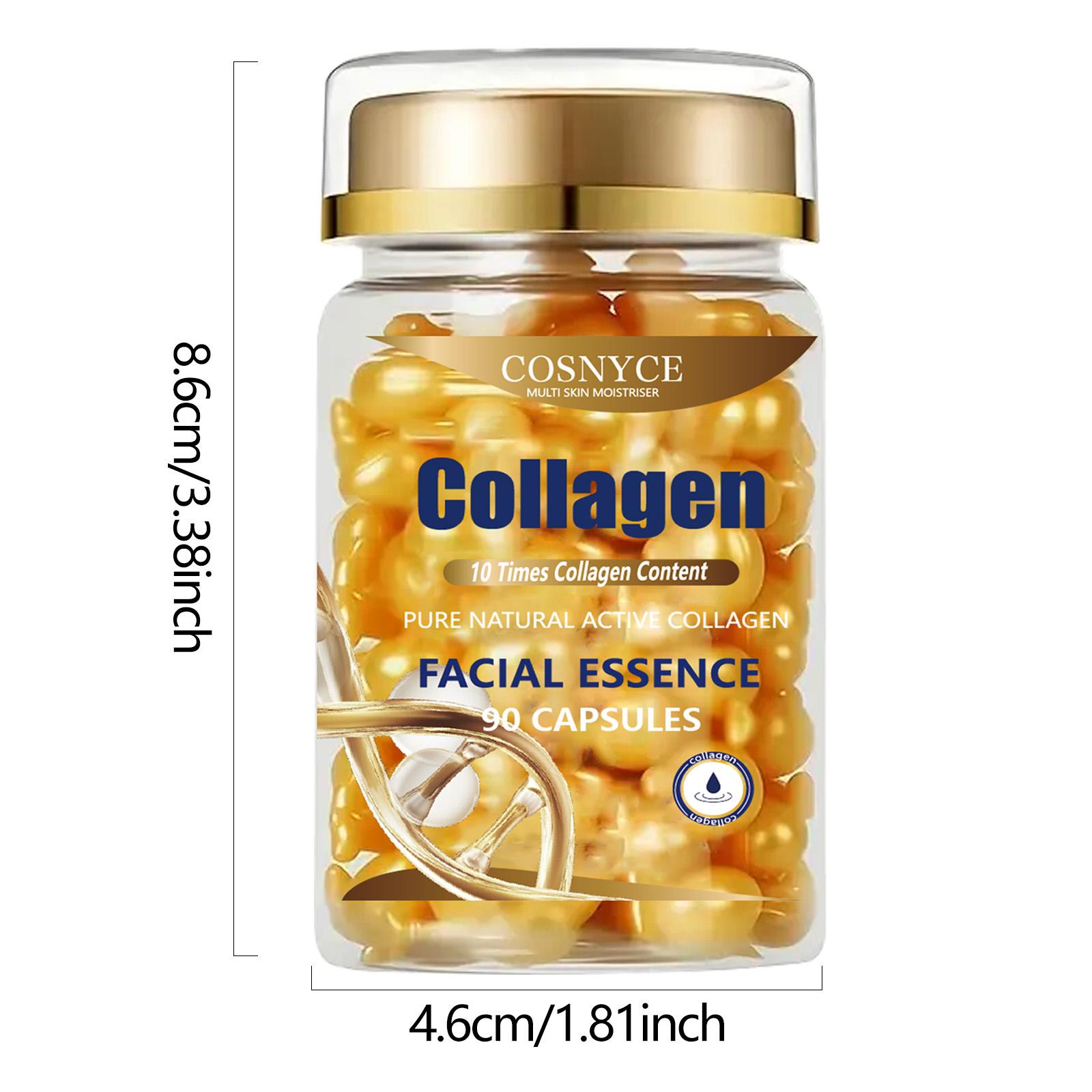 90 Capsules Collagen Essence, Unisex Skincare, Gentle Daily Moisturizing, Collagen Skin Glow, Brightening & Collagen Boosting Collagen Capsules for Smooth, Glossy Skin