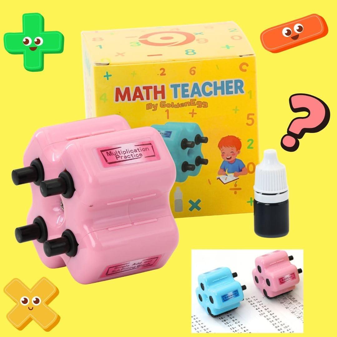 Math Teacher 4-In-1 Math Roller Stamp, Addition Subtraction Multiplication Fill-In Practice Tool, Suitable for Kids Classroom Home Use