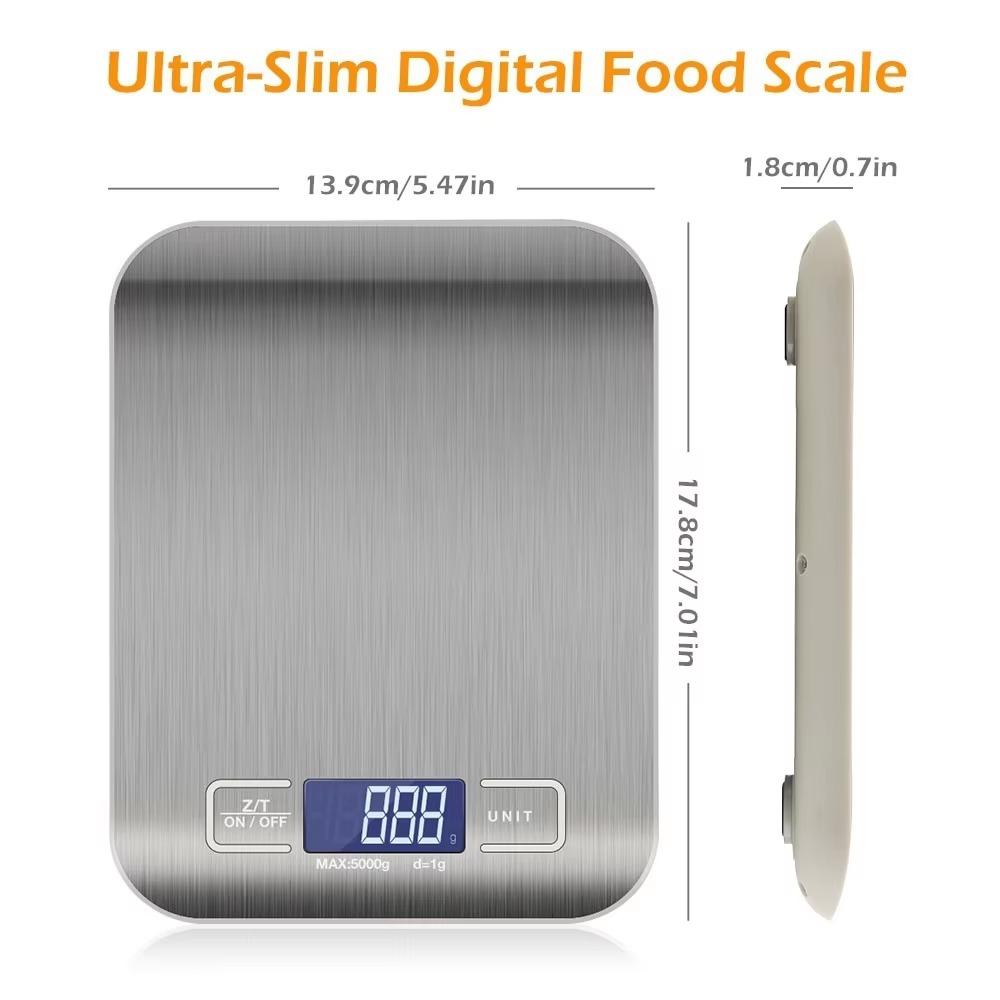 Portable Digital Kitchen Scale with Timer, High Precision Led display for Accurate Ingredient measurement, Compact Food Scale for Baking and Cooking, Essential Kitchen Gadget, Easy to Use and Space Saving, Food Measuring Tool, Digital Weight Scale