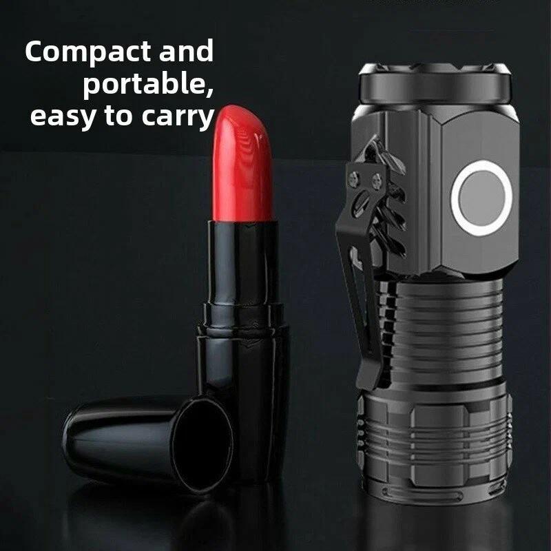 2 Pack Small Tactical Flashlights High Lumen, 3 Modes Adjustable Beam, USB Rechargeable Camping Light, Mini Torch for Outdoor Use