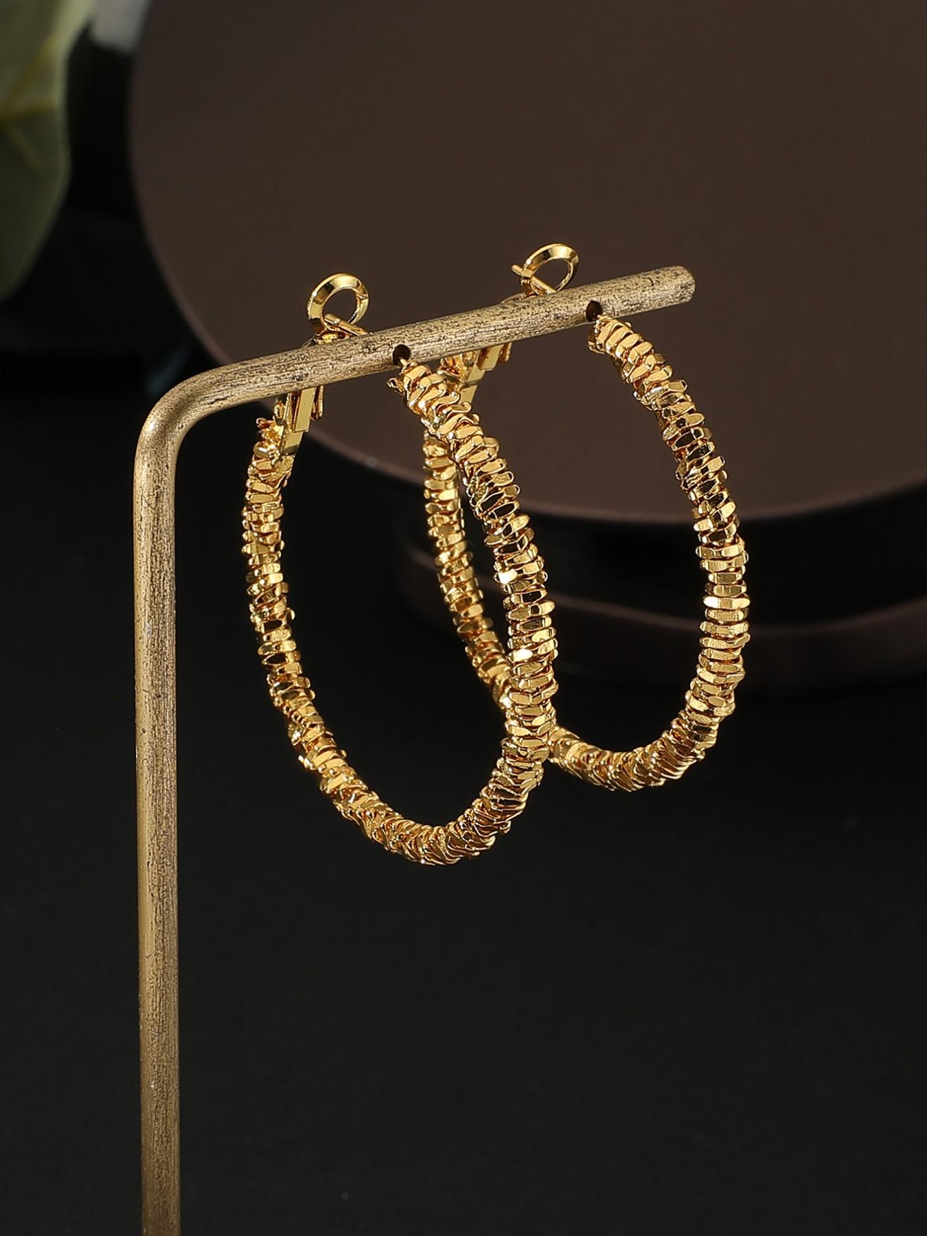 Luxury Hoop Earrings for Women, Retro Striped Design, All-Season Accessories, Unique High-Quality Ear Jewelry