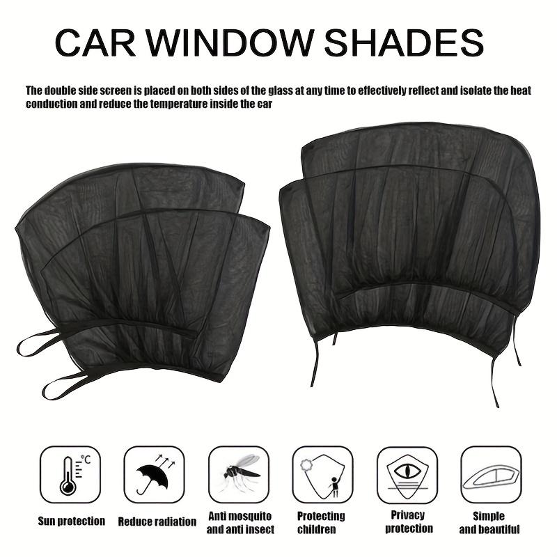 4-Piece Car Window Sunshade Set, Front and Rear Privacy Screens, Easy Installation, Breathable Material, UV Protection, Anti-Glare, Insect Repellent, Fits Most Vehicles, Suvs