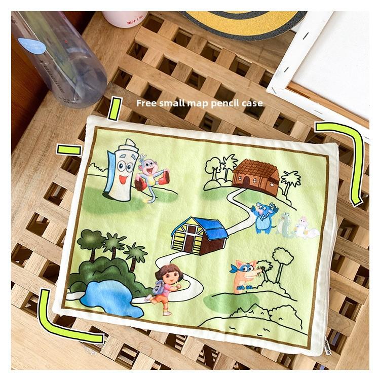 Dora the Explorer backpack with map, suitable for elementary, middle, high school, and university students.