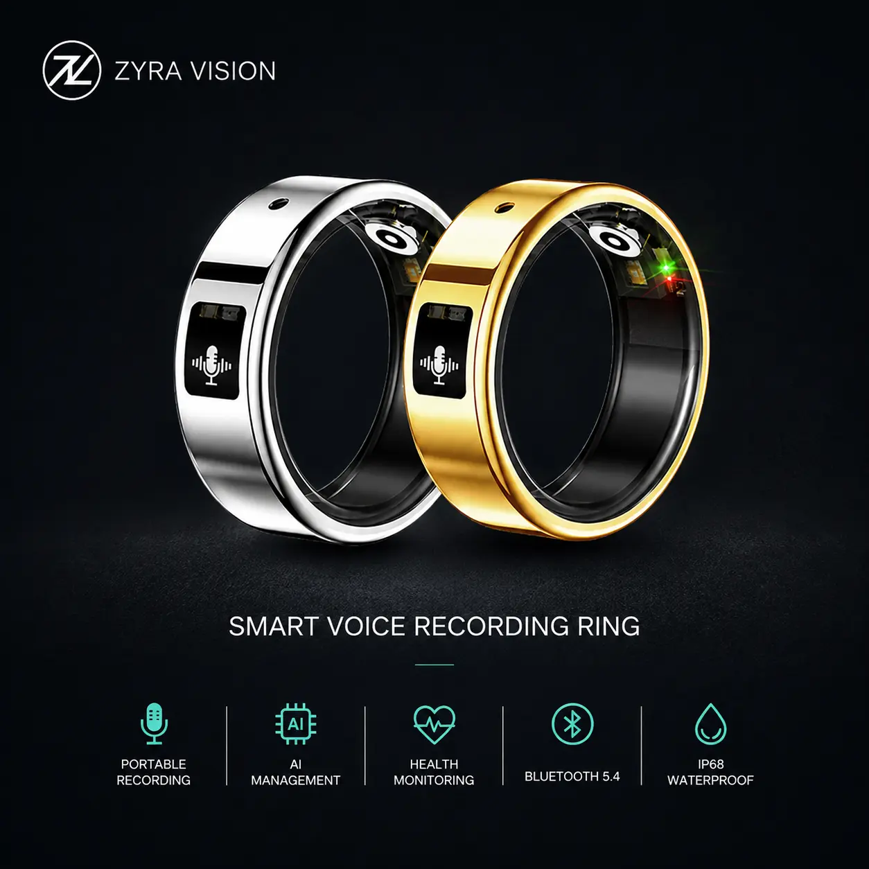 AI  Smart Recording  Ring & AI Meeting Summary: Gesture Remote Camera, Heart Rate, Pedometer & Sleep Tracking & Wearable & Audio