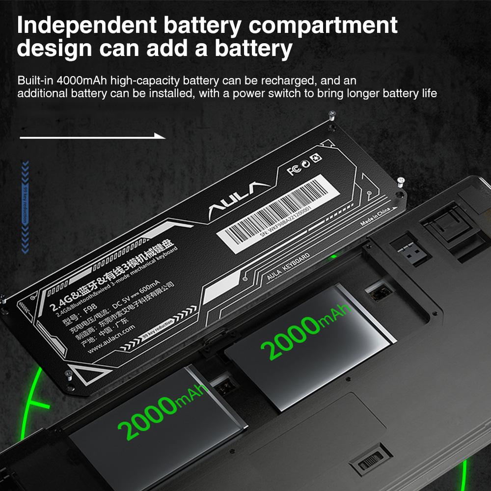 AULA F98 wireless mechanical  keyboard with transparent keycaps, 99-key Mechanical Switch Tri-mode Connection, RGB Rainbow Backlit, Suitable for Gaming and 0ffice, Gasket Gaming Keyboards Creamy Keyboard  Computer Accessory FallFreshness