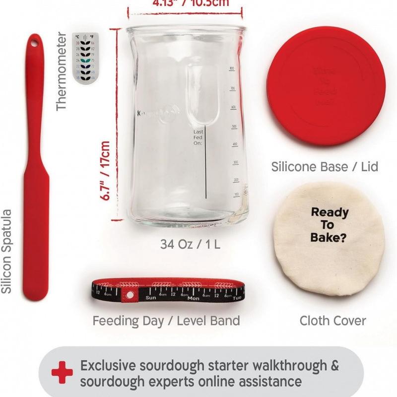 KneadAce Sourdough Starter Kit – 34oz Starter Jar with 2 Oval Banneton Proofing Baskets, Magnetic Bread Lame & Complete Bread Baking Tools – Perfect Gift for Home Bakers