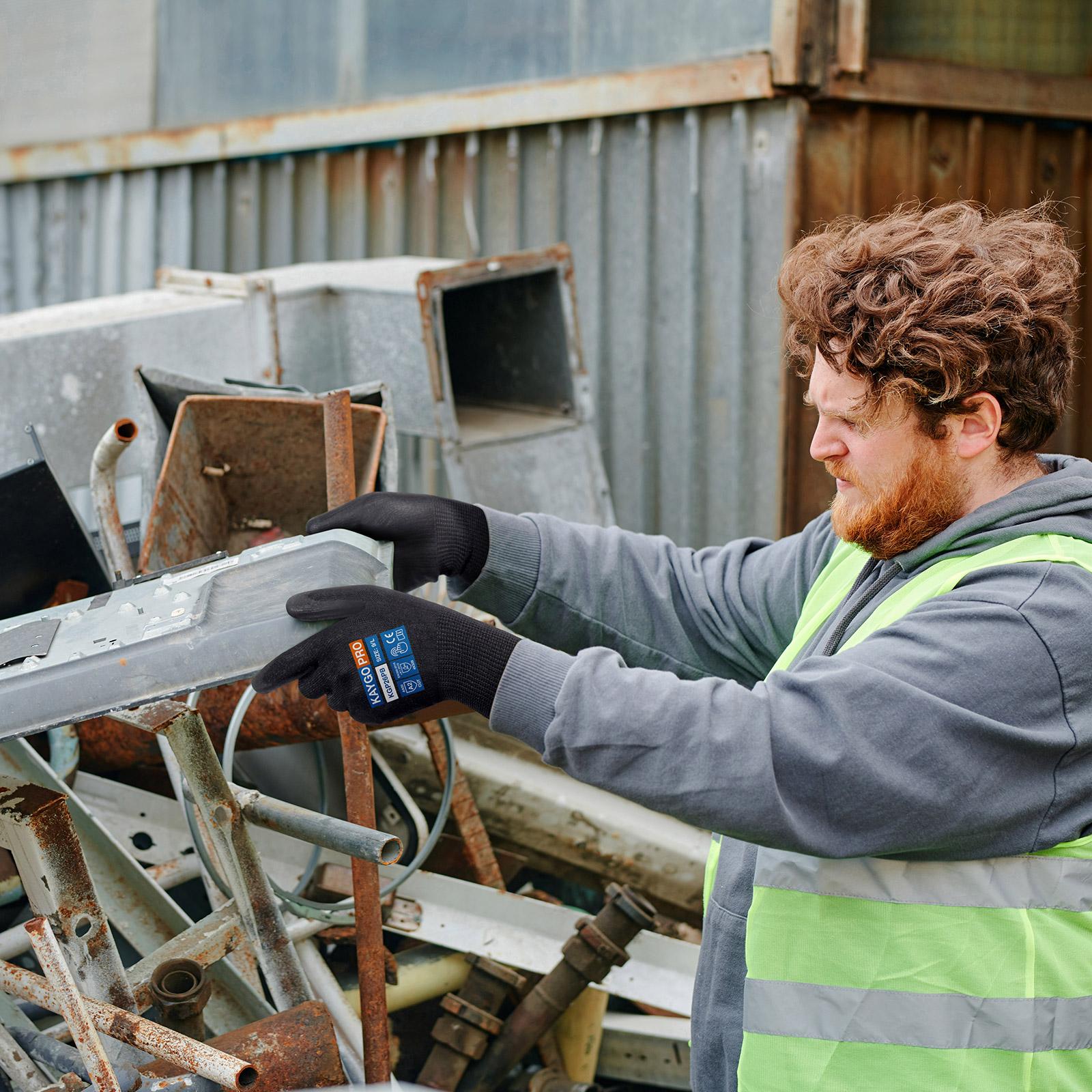 Outdoor Activity Gloves. KAYGO Safety Work Gloves PU Coated for Men and Women- KG11PB,12 Pairs,Seamless Knit Glove with Two Fingers Touchscreen,Ideal for General Duty Work (Large,Black) Outdoor Activity Gloves. KAYGO Safety Work Gloves PU Coated for Men and Women- KG11PB,12 Pairs,Seamless Knit Glove with Two Fingers Touchscreen,Ideal for General Duty Work (Large,Black)