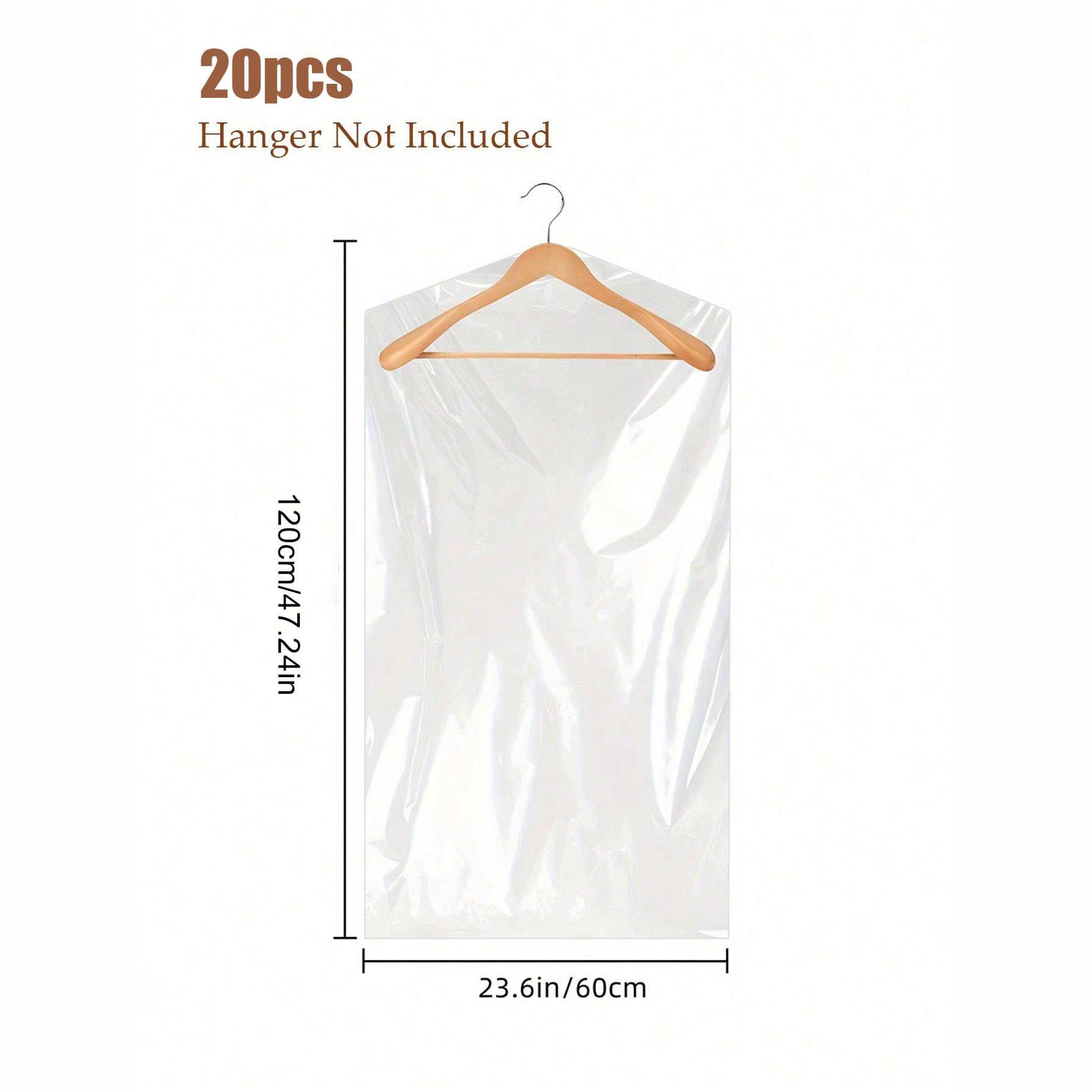 20/50pcs Transparent Plastic Bags for Dry Cleaning Stores, Dustproof Hanging Clothing Bags, Clothes Storage Bag, Home Shop Use, 6 Sizes Available