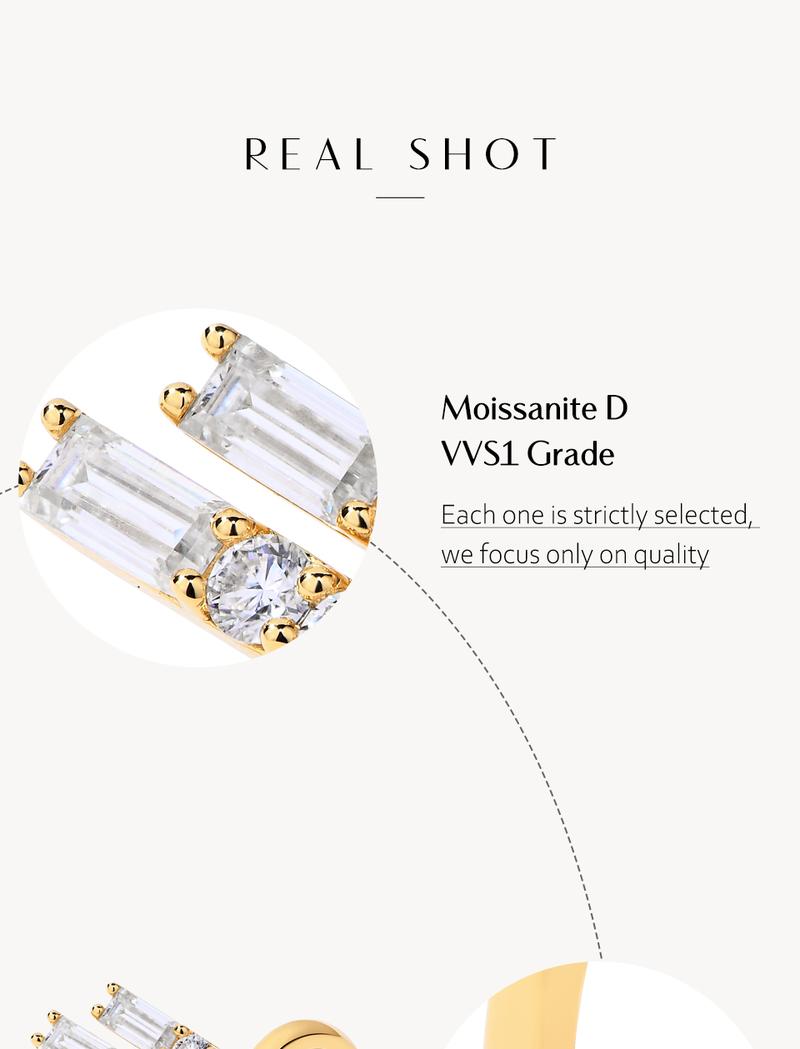 Parallel Bar Baguette Shape Synthetic Moissanite Ring D Color VVS1 for Men And Women Band Special Gift R143