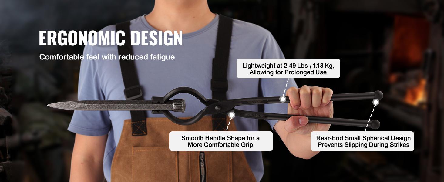 VEVOR Blacksmith Tongs, 18 V-Bit Bolt Tongs, Carbon Steel Forge Tongs with A3 Steel Rivets, for Long, Irregular, and Nail-shaped Forgings, for Beginner and Seasoned Blacksmiths and Bladesmiths