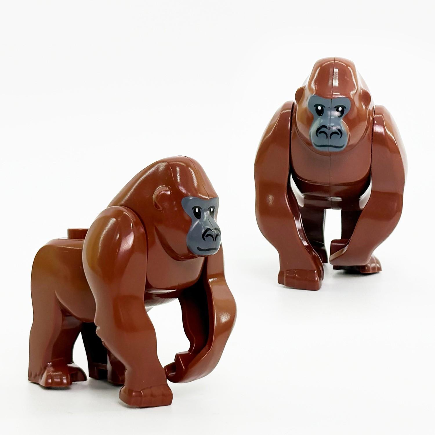 TOOUEE 4PCS Chimpanzee Building Blocks Set, Plastic Animal Figurine , Compatible with Major Brands, Creative Desktop Decor Home Office Collection Model for Animal Lovers, Gift for Christmas Halloween