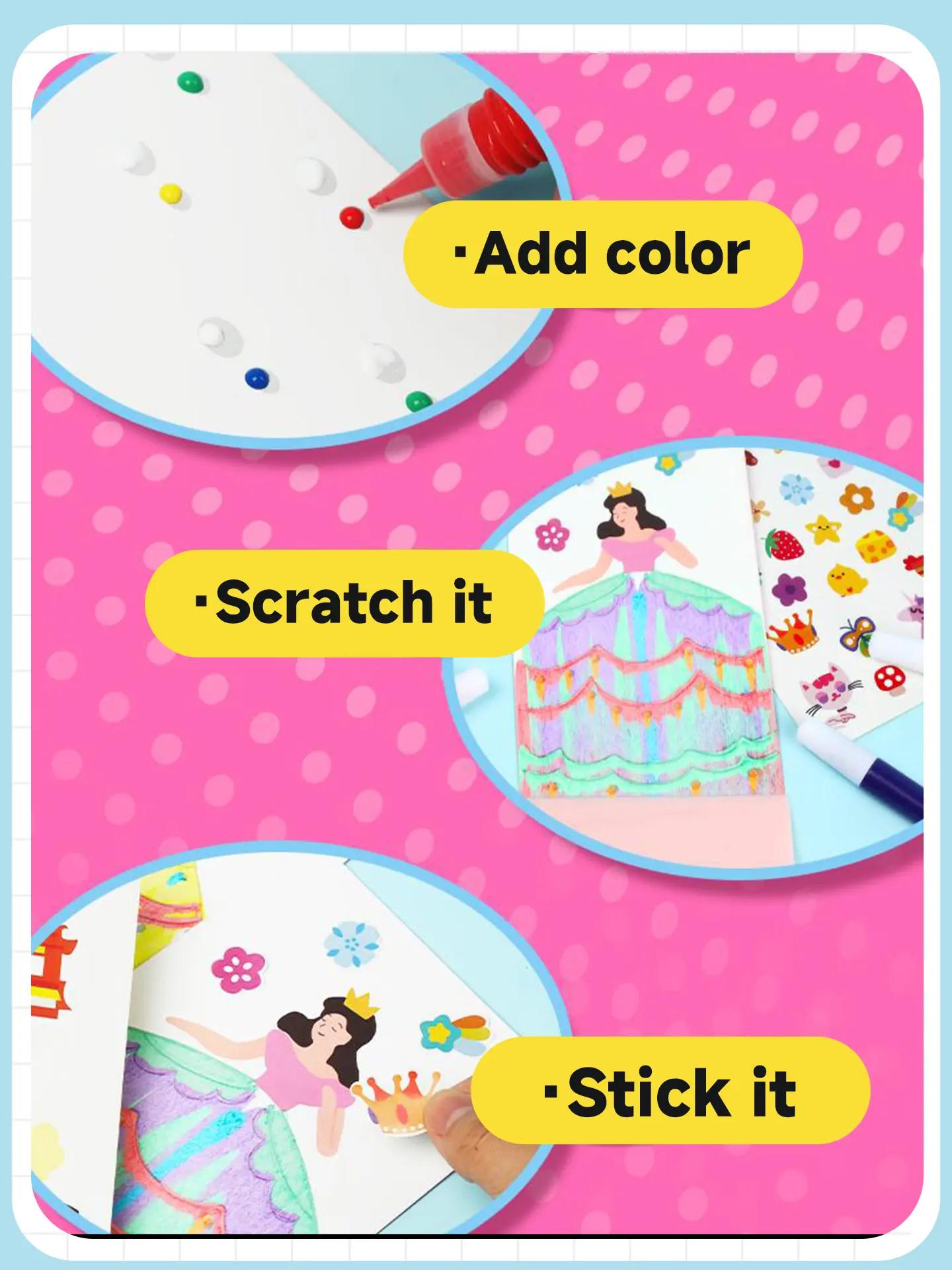 Rainbow Squeeze Art Kit - Creative Scratch & Color Art Set for Kids with 20 Drawing Papers 7 Acrylic Paints 6 Watercolor Pens 1 Sticker Sheet & Squeegee Board Perfect for DIY Art & Gifts