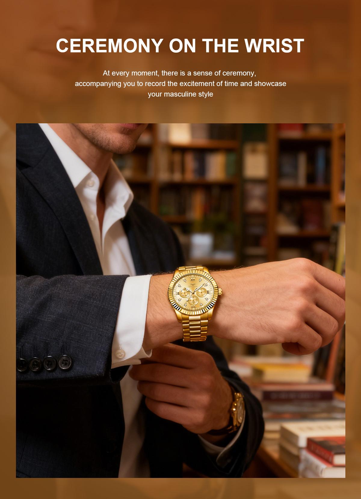 Ferhmen Men's Luxury Business Watch | Round Dial Mechanical-Quartz Timepiece | Stylish Dress Watch for Parties & Daily Wear | Premium Gift Box | Best Birthday Gift for Men 2026