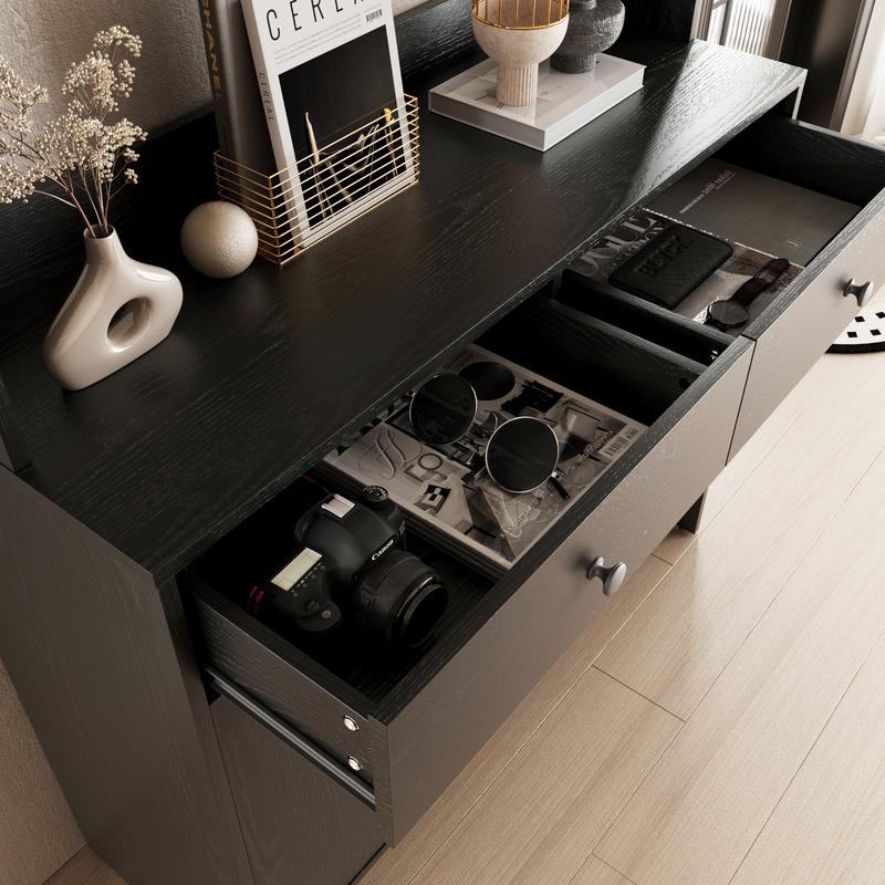 Hall Tree Entryway Table with Coat Rack, Shoe Cabinet 3 Door 2 Drawer with Adjustable shelves, for Hallway, Entryway, Bedroom