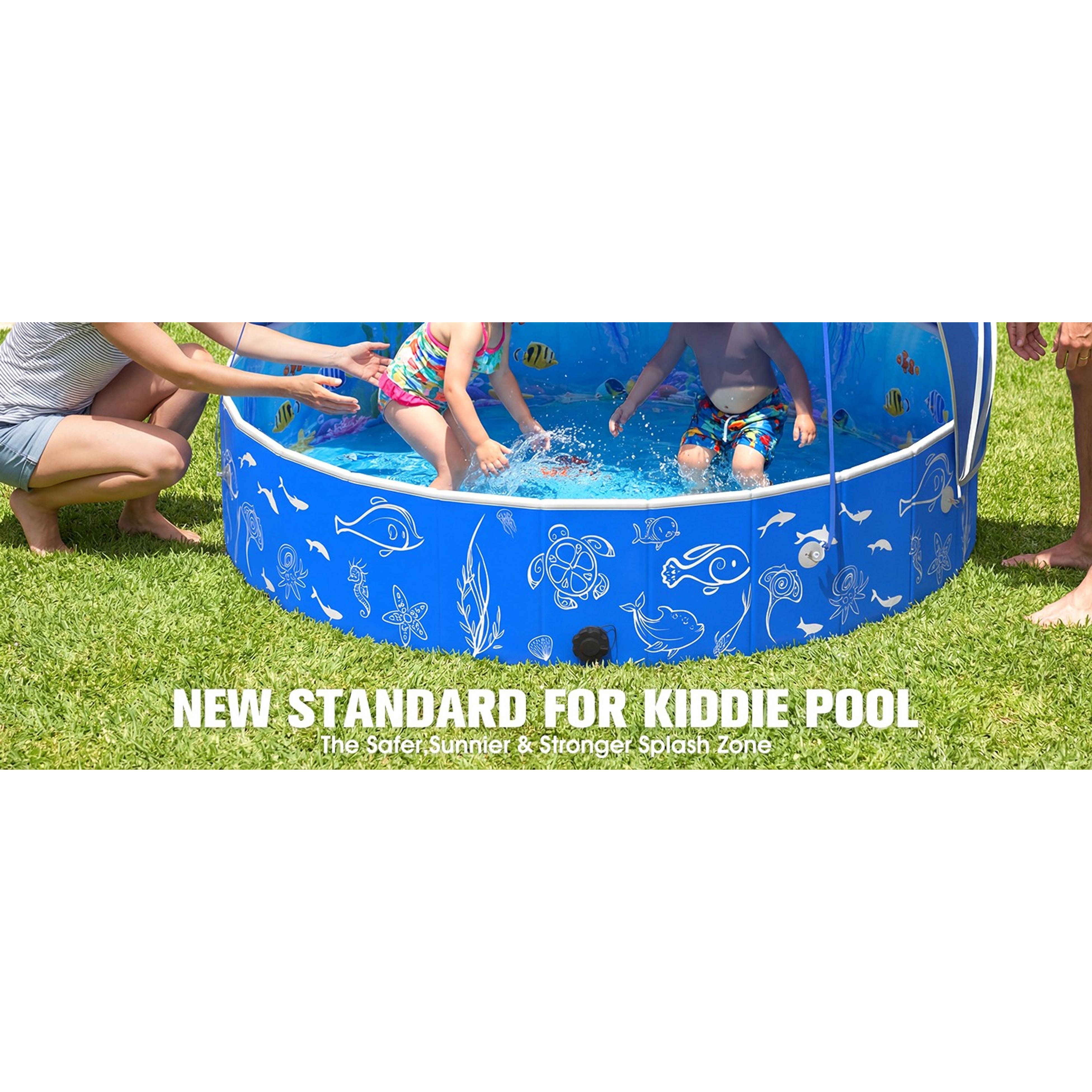 Kiddie Pool with Canopy, 51in Foldable Toddler Pool,Pop Up Baby Pool with Shade,UPF 50+UV Portable Swimming Pool for Kids,Collapsible Baby Pool for Beach, Outdoor Toddler Pool for BackyardGift.