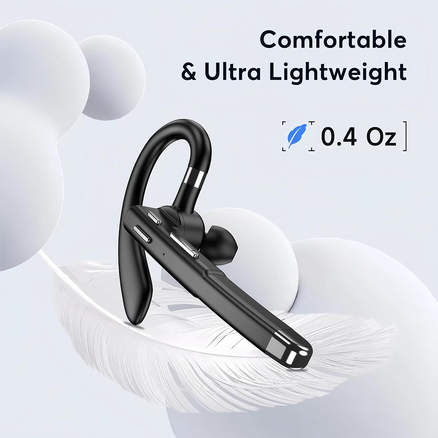 Single Ear Wireless Headset with Mic, Bluetooth Headset, 1 Count EarHook Design Earphone with Power Display Charging Case, HiFi Stereo Noise Canceling Headphone, Electronic Gift