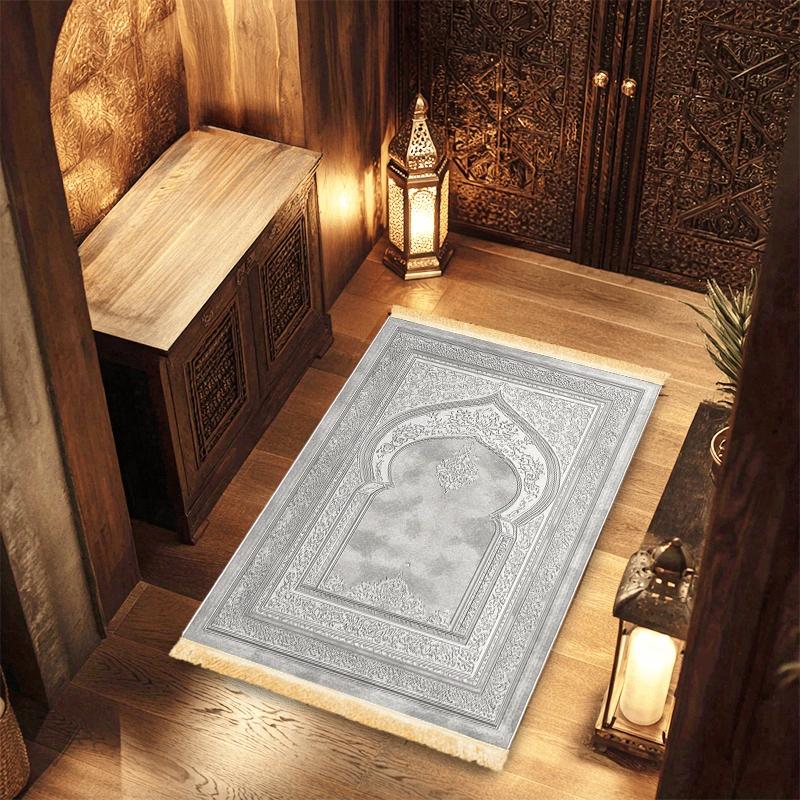 1pc Islamic Prayer Mat: Polyester, Machine - Washable, Indoor/Outdoor Use, Ideal for Pilgrimage & Meditation, Wall Art