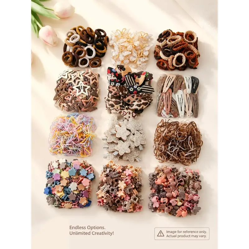 Girls Hair Accessory Set with 870/852/555pcs Bows, Flowers & Clips ...