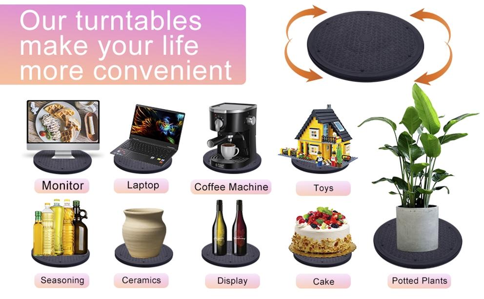 10 Inch Lazy Susan Turntable Organizer, Premium Heavy Duty Rotating Swivel Stand with Steel Ball Bearings for Model/Rotating Plants/Crafts Stand/TV/Monitor/Laptop (360˚ Rotation)