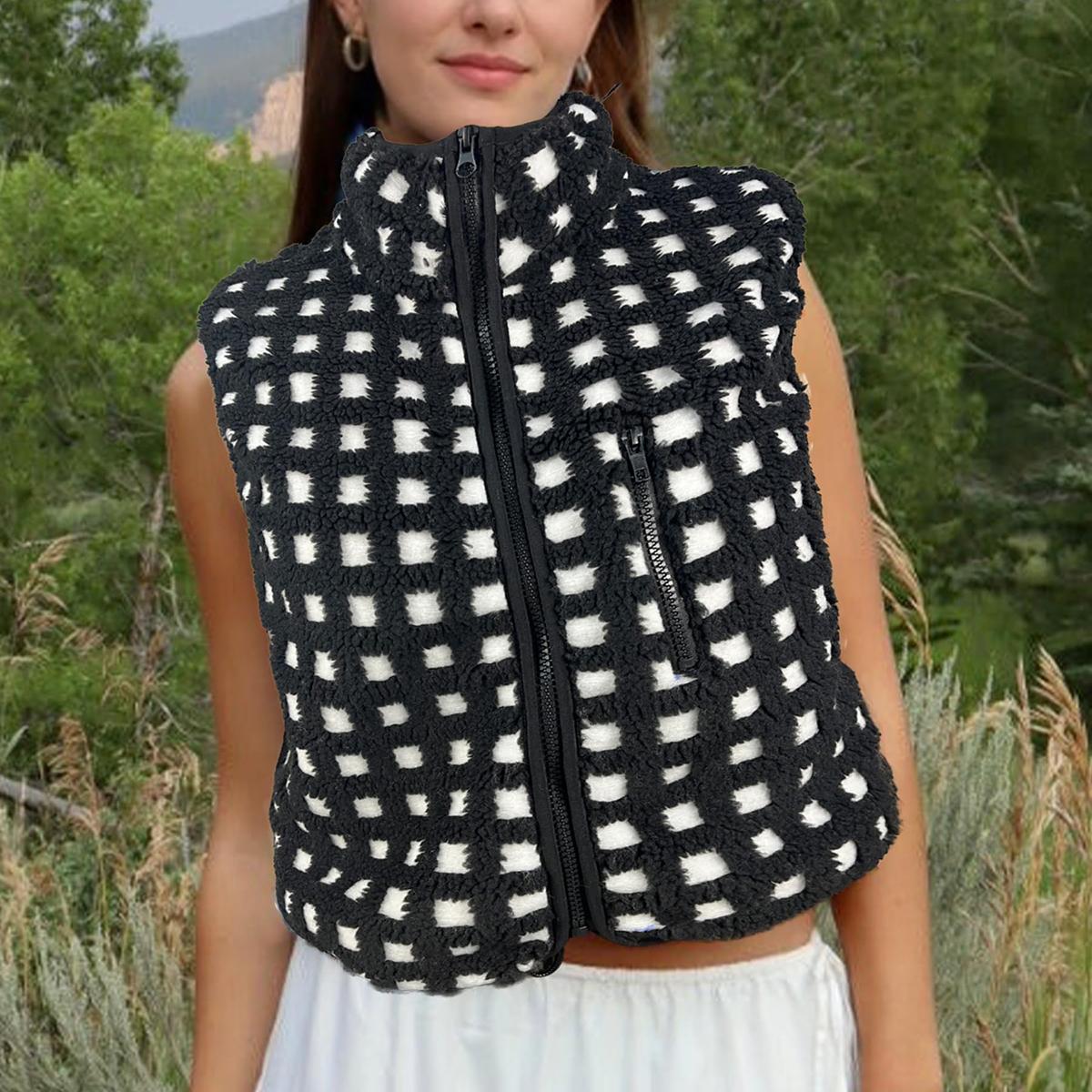 Buenoble Women's Blue Plaid Fleece Vest with Zip-Up Closure & Chest Pocket Soft Cozy Everyday Wear Gilet for Casual Outfits Clothes Girl White Checkered Tops Essential Fitted Womenswear Elegant Black Piece Buenoble Women's Blue Plaid Fleece Vest with Zip-Up Closure & Chest Pocket Soft Cozy Everyday Wear Gilet for Casual Outfits Clothes Girl White Checkered Tops Essential Fitted Womenswear Elegant Black Piece