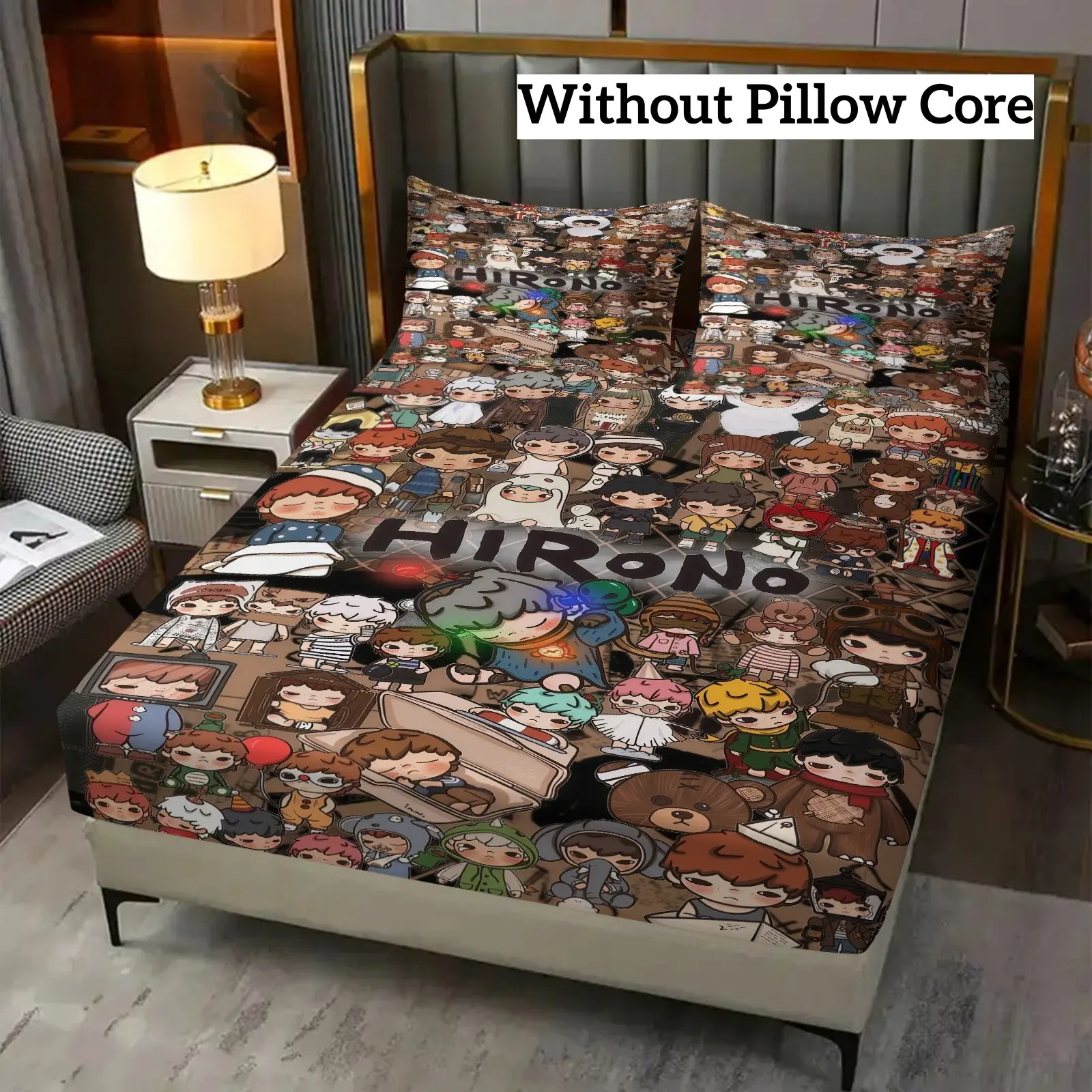 Hirino Printed Pattern Bed Sheet Set, Free And Lonely Bedding Set Decoration, 1 Bed Sheet With 2 Pillowcases (Excluding Pillow Core), Suitable For Bedrooms, Suitable As a Gift