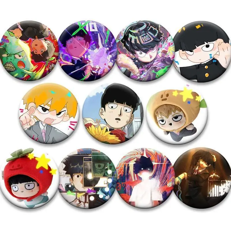 2026 New hot item Round Creative Anime Button Pins Exquisite Cartoon Badge Kageyama Shigeo,Reigen Arataka,Dimple Brooch for Bag Decor Jewelry Gift