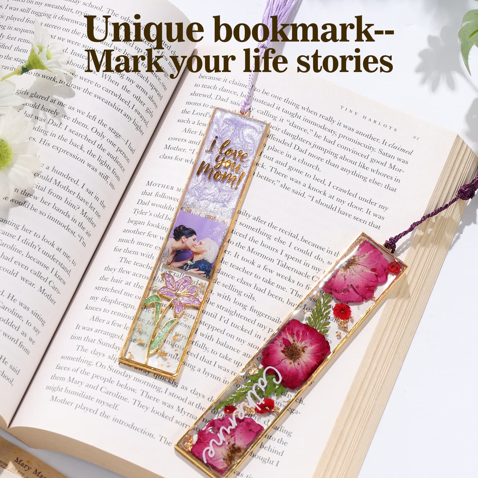 12pcs Bookmark Bazels with Tassels, UV Resin Molds for DIY Bookmarks(6 Flowers and 6 Blank Frames), Resin Craft Bezels Bookmark Molds for Mother's Day Gifts - LET'S RESIN