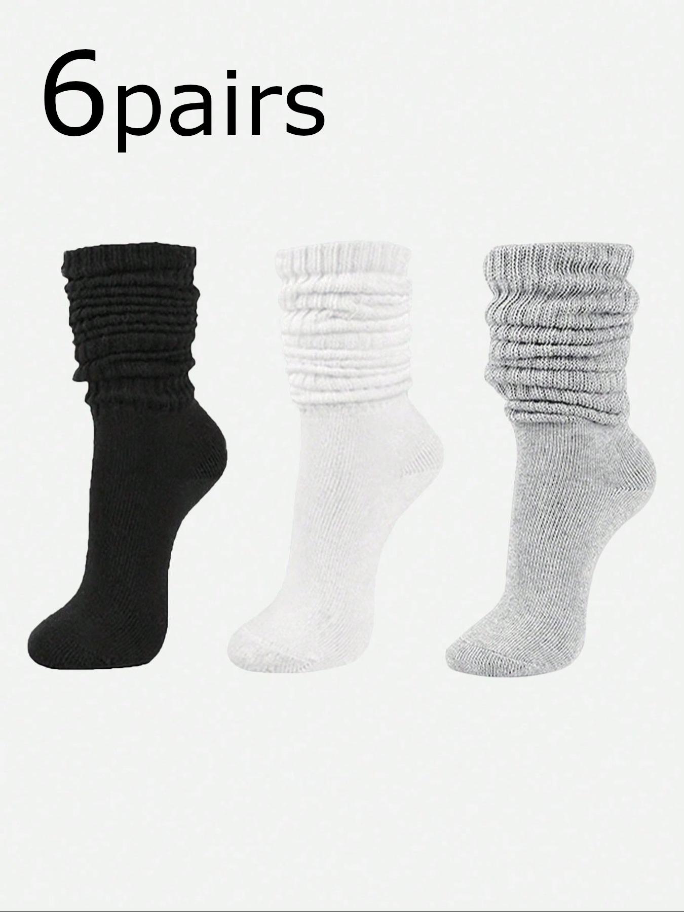 Socks Set, Girls' Solid Color Crew Socks, Simple Versatile Knitted Split-Toe Socks, Fall Winter Warm Mid-Calf & Long Socks, Casual Soft Socks, Casual Comfy Socks