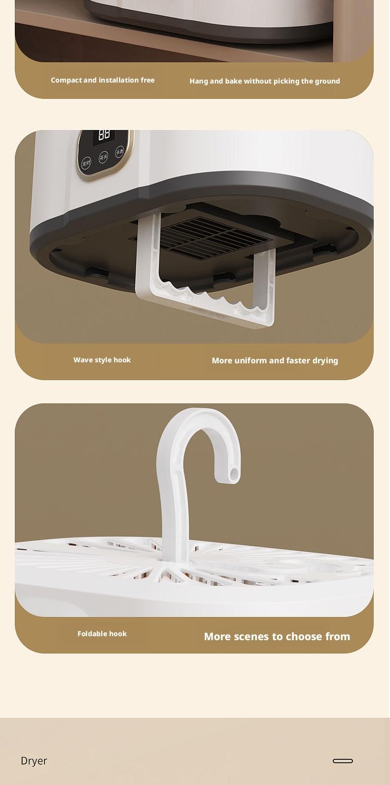 Folding Electric Clothes Dryer, Sterilizer and Dryer, Smart Fast Drying with Timer, Portable and Compact Design for Home, Dorm, Travel, RV Use