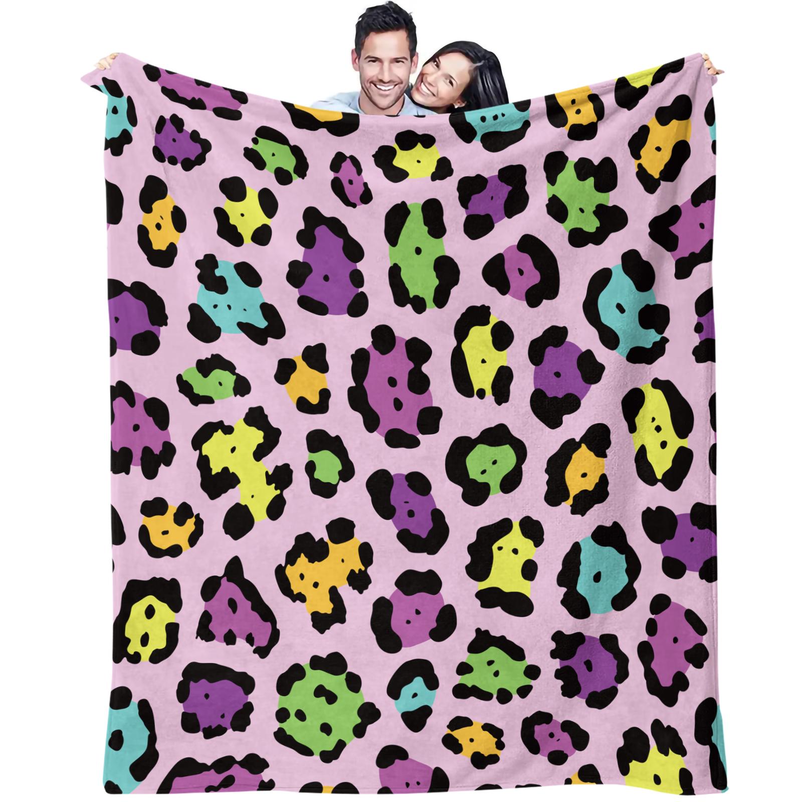 Classic Leopard Print Luxury Vintage Bohemian Throw Blanket, Soft Lightweight Multi-Use Blanket for Car, Home, Library, Office & Nap Time, Perfect Housewarming Birthday Christmas Gift