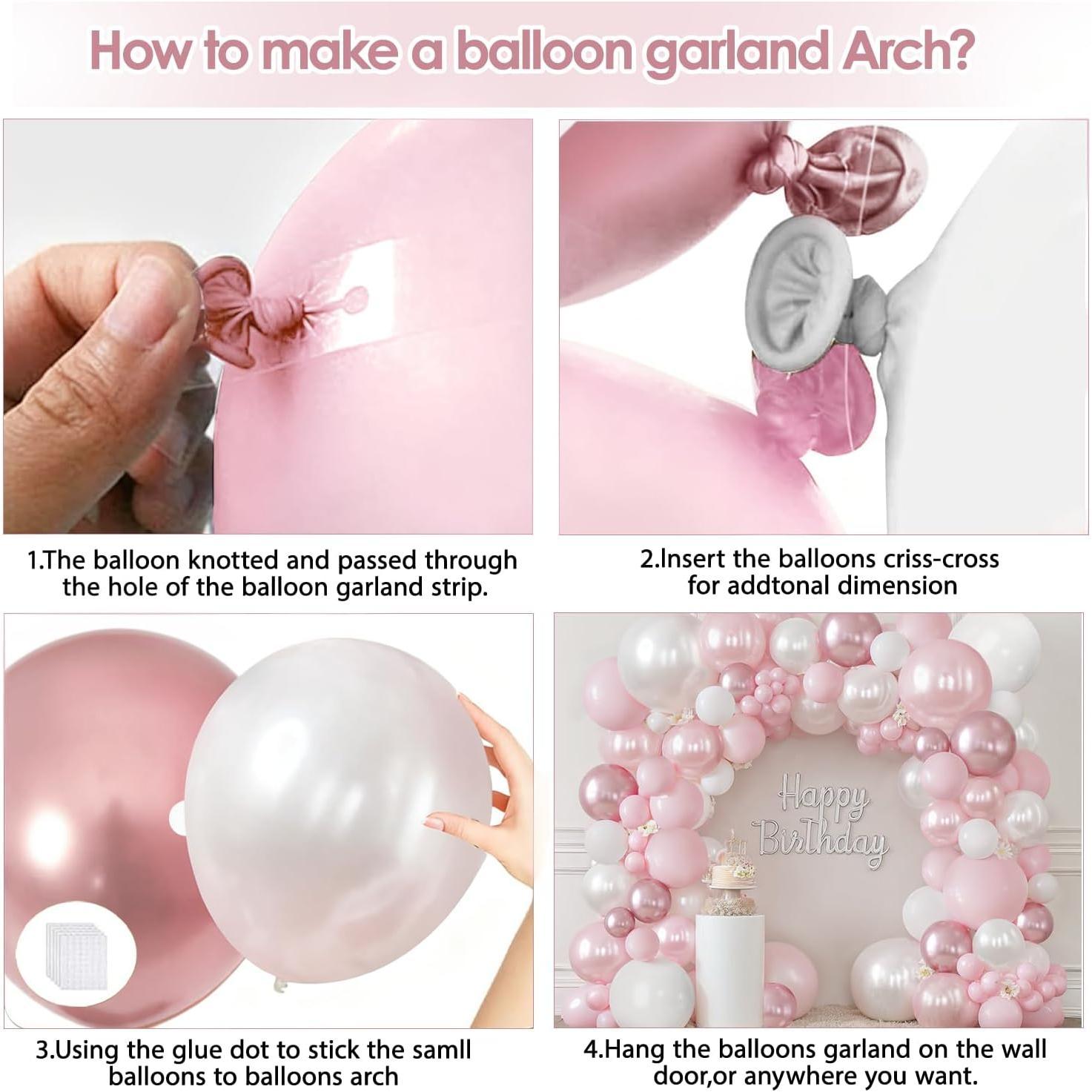 and White Balloons Arch Kit, Double Stuffed Pastel  Balloon Garland Include Light   White and Metallic  Balloons for  Wedding Birthday Party Bridal Shower Decorations