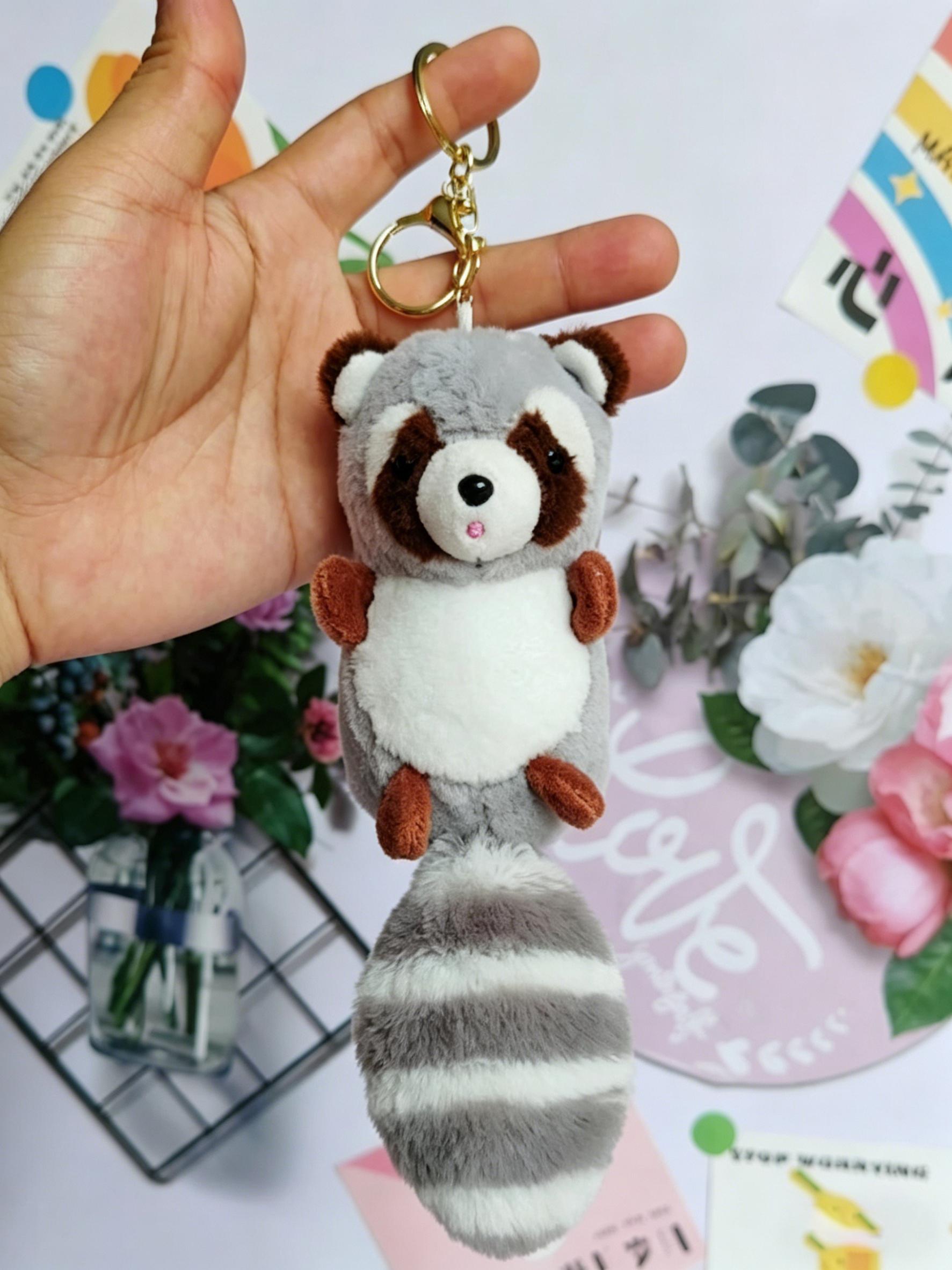 Cute Long-Tailed Raccoon Plush Toy, Wholesale Couple Student Bag Charm, Gumball Machine Small Gift, Adorable Stuffed Animal